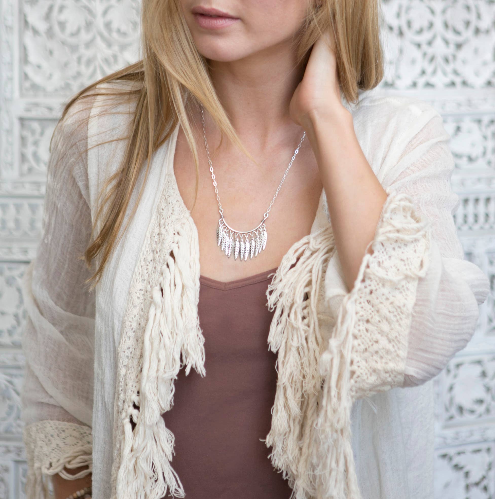 Hiouchi Jewels | Rose & Bolt Grateful Dead Jewelry - Wholesale Pendant/Charm Necklace - Feather Fringe Necklace1