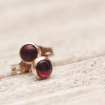 Gemdrop Garnet 4mm Silver Stud Earrings for wholesale by Amanda K Lockrow