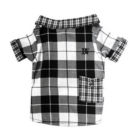Black and White Cooper Mixed Plaid Shirt for wholesale by Bone Vivant