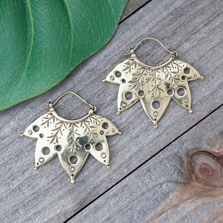 Brass Leaf Earring for wholesale by Baizaar
