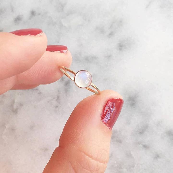 Anillo de gominolas con piedras lunares arcoíris para venta al por mayor de Favor Jewelry