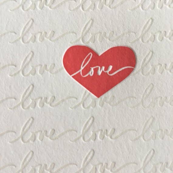 Lucky Bee Press - Wholesale Liefdeskaartje - Heart Love - boekdrukkaart2