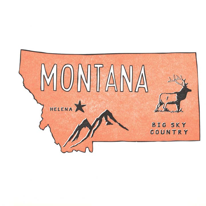 Stampa dello stato del Montana: Big Sky County per la vendita all'ingrosso da parte di Power and Light Press