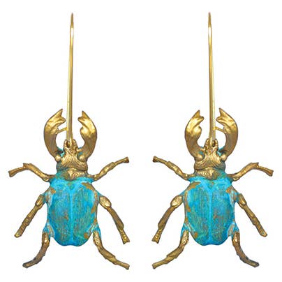 We Dream in Colour - Wholesale Dangle Earrings - Verdigris Beetle Earrings Verdigris Patina