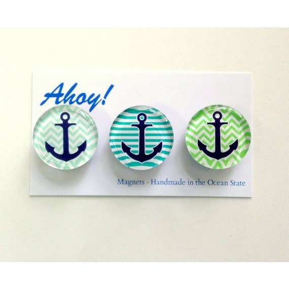 Tanner Glass - Wholesale Magnet - Magnet - Ahoy - 1" - set of 33