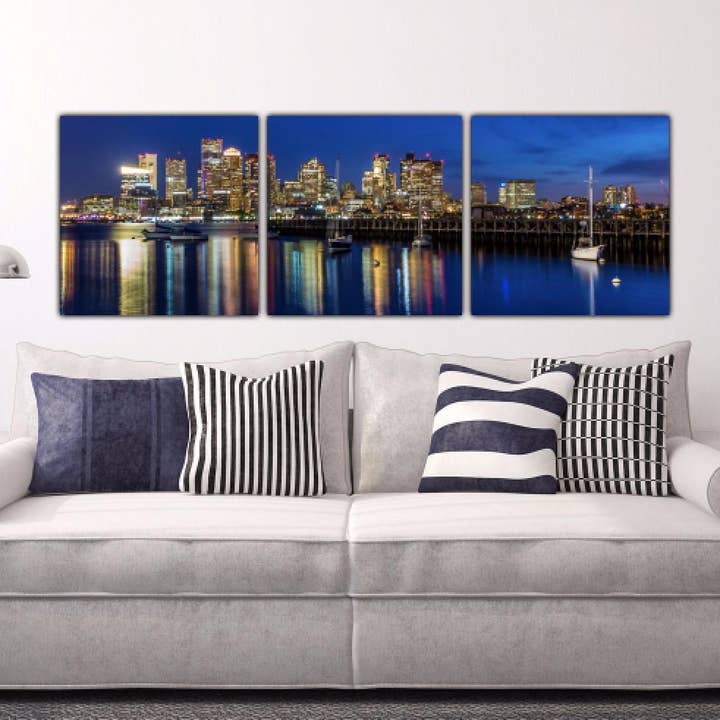 48"x20" Boston Skyline on Canvas Large Wall Art for wholesale by HolyCowCanvas