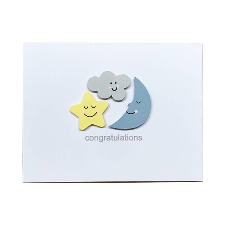 Carte étoile Cloud Moon pour la vente par Pepper Pop