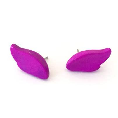Violet Lucite Feather Stud Earrings for wholesale by Leetie Lovendale
