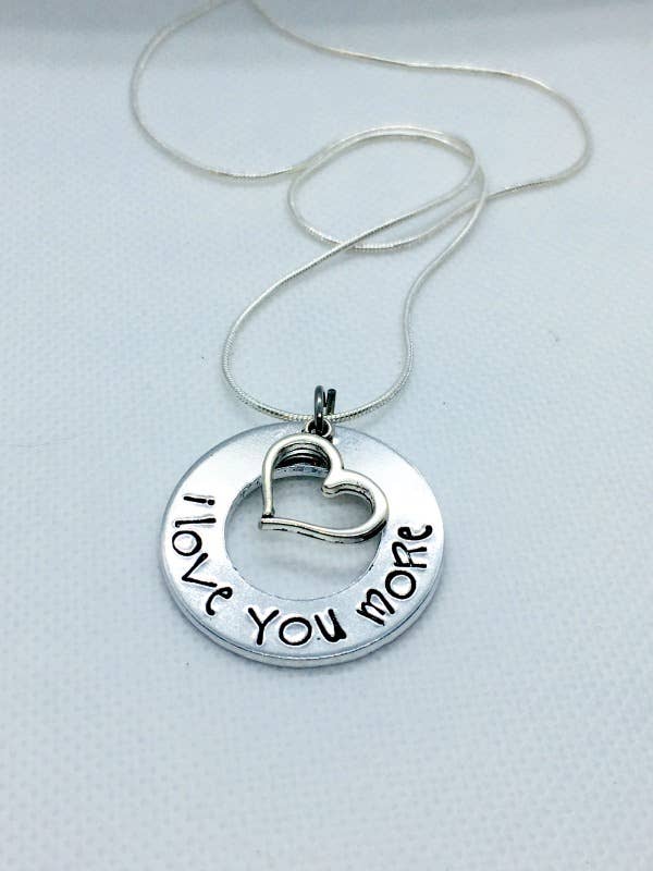 Valentine's day, I love you more necklace, heart pendant for wholesale by Me and My Sweet Pea