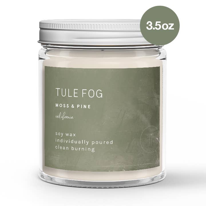 Tule Fog Candles - Wholesale Jar/Filled Candle - Moss + Pine Soy Candle Mini 3.5oz0