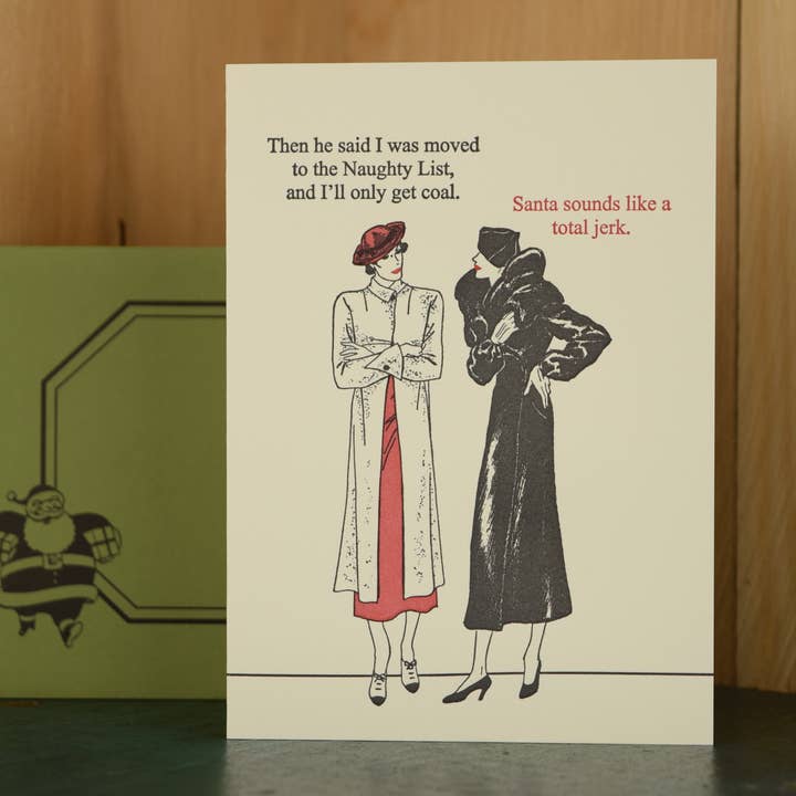 Naughty List Card for wholesale by Oddball Press LLC