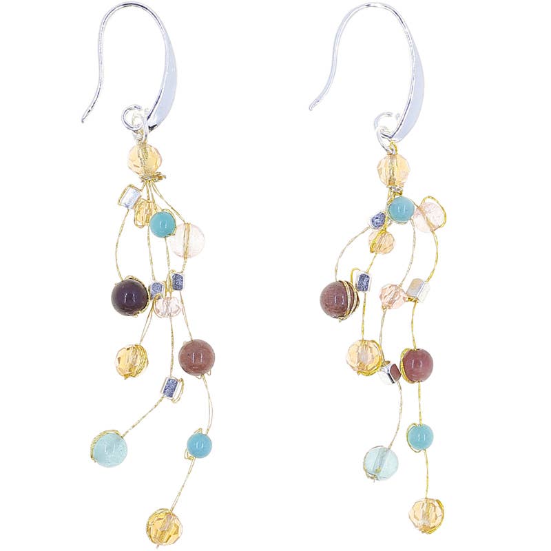 Marquet - Wholesale Dangle Earrings - Reena Fair Trade Silk and Bead Earrings - Stone and Crystal0