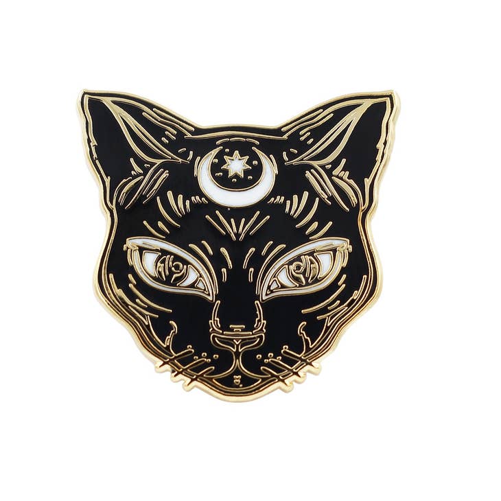 GLITTER Witch Cat Hard Enamel Pin Cute Halloween Enamel Pin Kawaii
