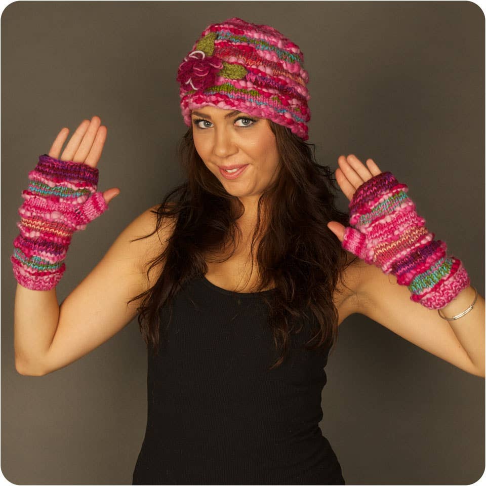 Zig Zag Asian Collection - Wholesale Gloves - Women's - Ribbed Multi-Striped Fingerless Gloves7