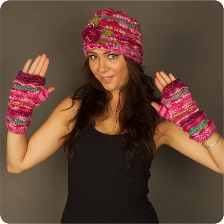 Zig Zag Asian Collection - Wholesale Handschoenen - Dames - Geribbelde vingerloze handschoenen met meerdere strepen7