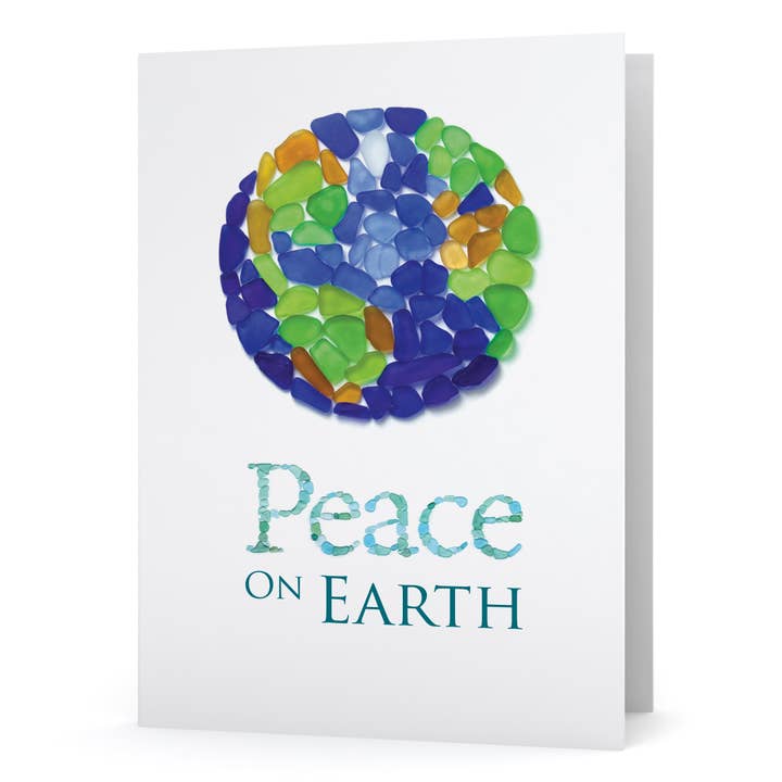 Sea Glass Peace on Earth Holiday Card for wholesale by Etched by the Sea, Inc.