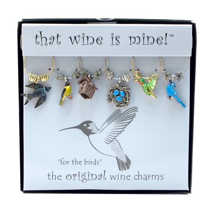 Breloques à vin peintes pour les oiseaux, 6 pièces pour la vente par Supreme Housewares