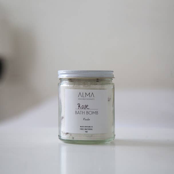 Rose Bath Bomb Powder for wholesale by Alma Aromatherapy
