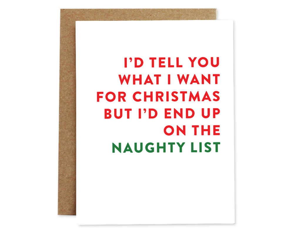 Rhubarb Paper Co. - Wholesale Christmas Card - Naughty List Holiday Card0