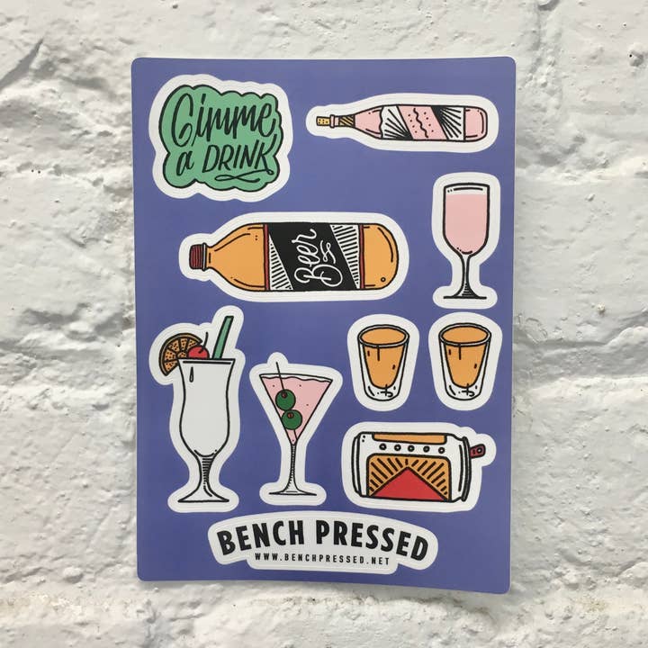 Bench Pressed - Wholesale Sticker - Boozy Sticker Sheet0