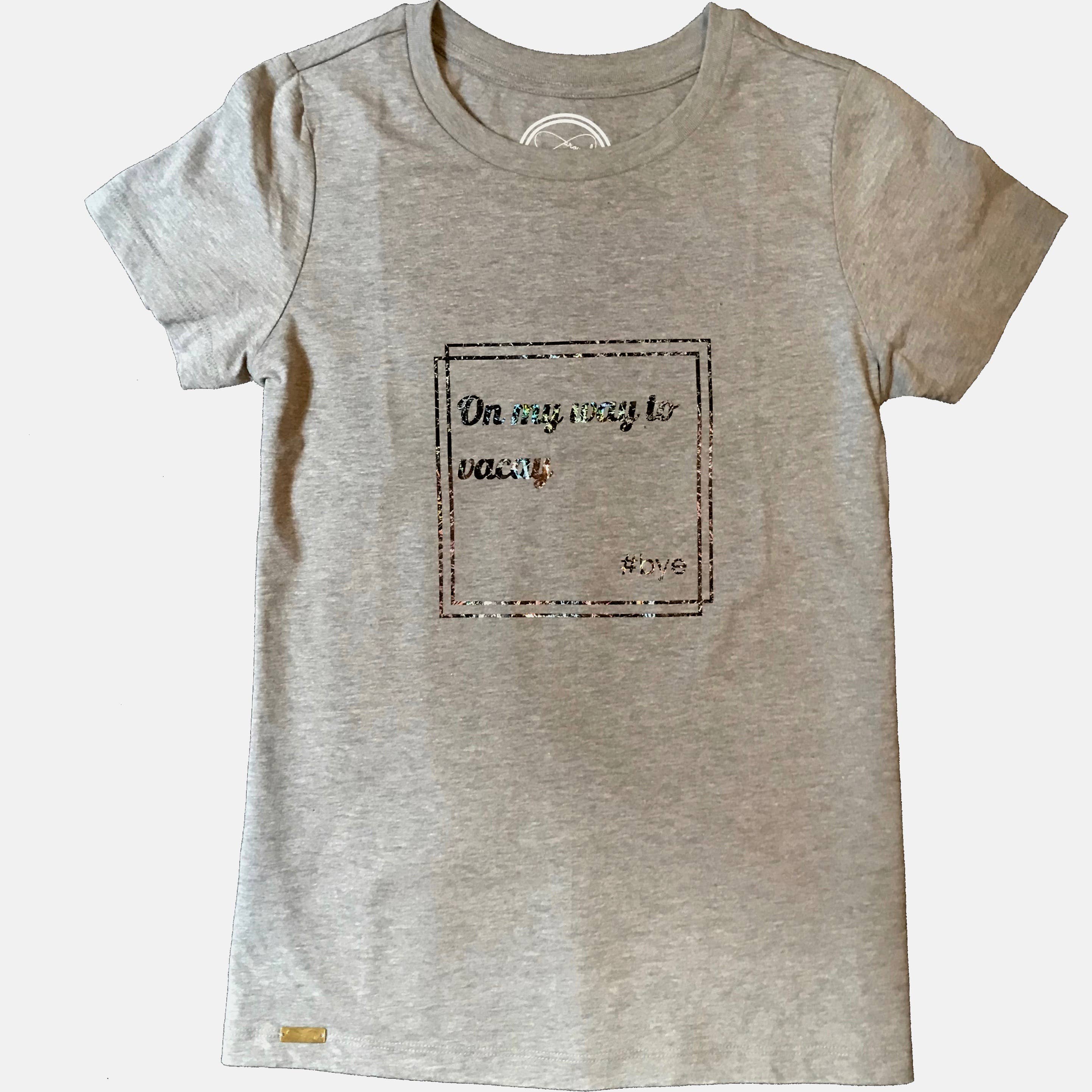 Around Eco - Wholesale Screen Printed T-Shirt - Kids - Light Gray On My Way To Vacay #bye1