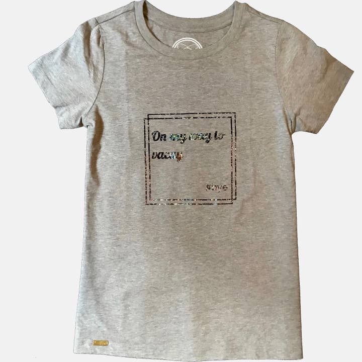 Around Eco - Wholesale Screen Printed T-Shirt - Kids - Light Gray On My Way To Vacay #bye1