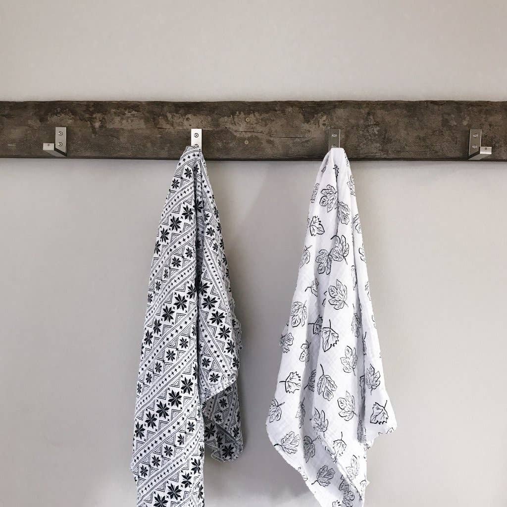 Modern Burlap - Wholesale Swaddle - Baby - Organic Swaddle Blanket- Fall Leaves2