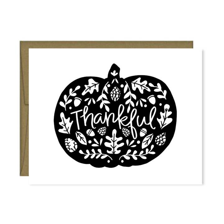 Dankbare Pumpkin Fall Grußkarte - Schwarz für den Großhandel von Pen & Paint