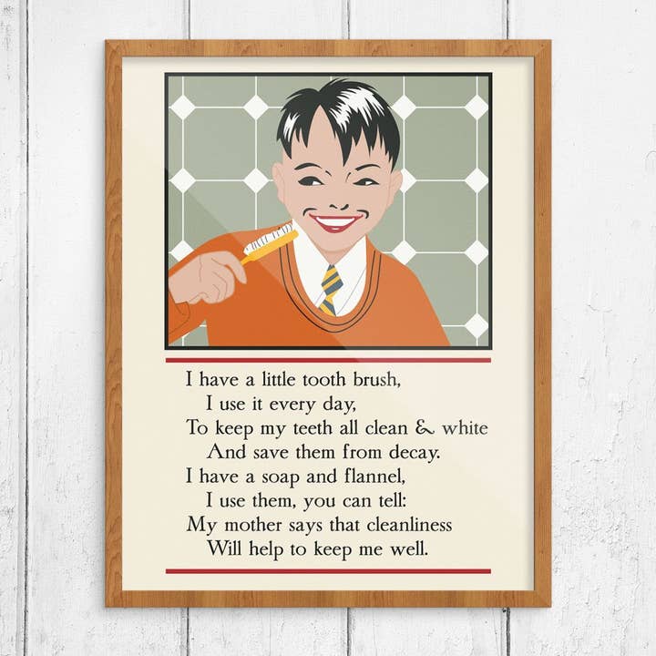 8" x 10 I Have a Little Toothbrush Poem Print for wholesale by Fridgedoor