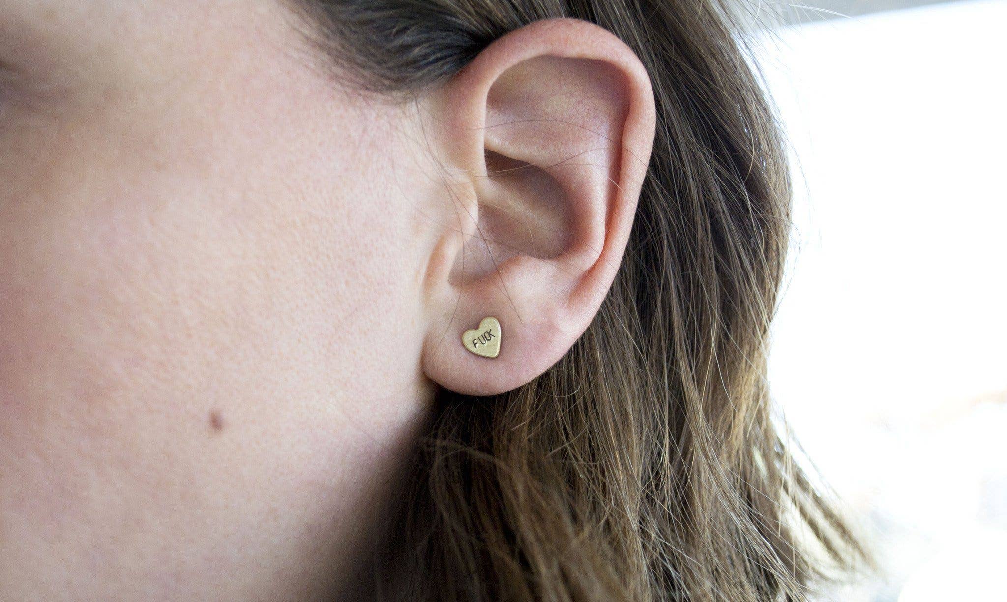 Grey Theory Mill - Wholesale Stud/Post Earrings - Love Sucks, Heart Earrings | Brass2