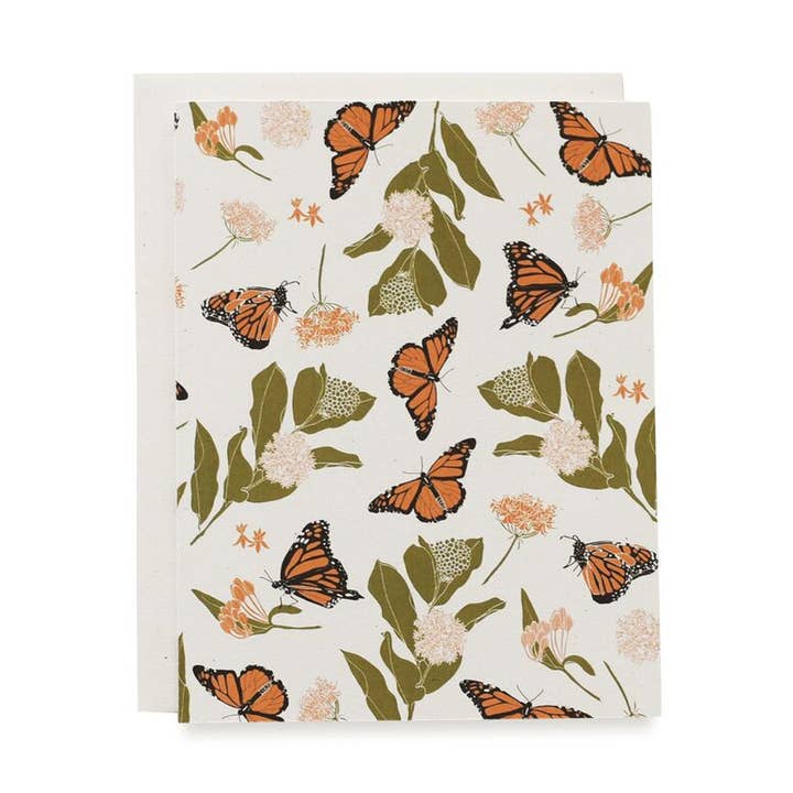 June & December - Wholesale Everyday Greeting Card - Monarchs + Milkweeds Cards / Boxed Set of 80