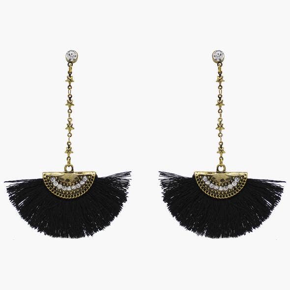 Pendientes romanos estrellas negras para venta al por mayor de Mia Accessories