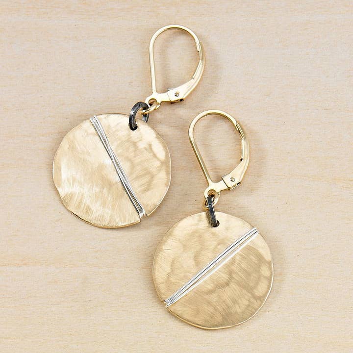 Freshie & Zero - Wholesale Dangle Earrings - Shield Earrings, Gold Disc Statement Earrings2