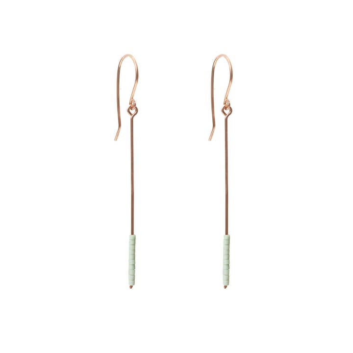 Baton Earrings - Rose Gold & Mint for wholesale by Applepear Handcrafted Jewelry