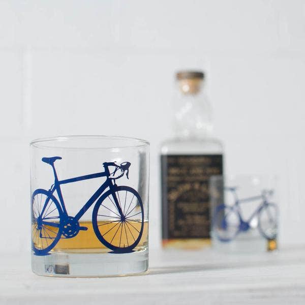 Vital Industries - Wholesale Cocktail/Liquor Glass - Bicycle Rocks Glasses, screen printed bike3