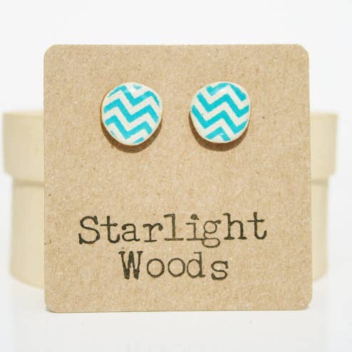 Chevron Turquoise Post Earrings for wholesale by Starlight Woods