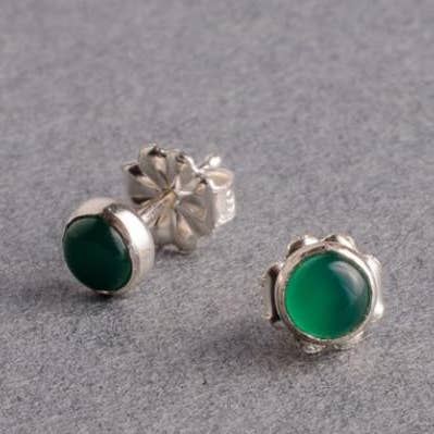 Gemdrop Green Onyx 4mm Silver Stud Earrings for wholesale by Amanda K Lockrow