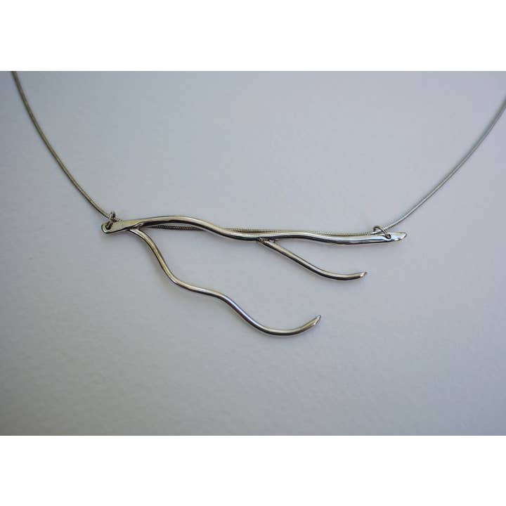 Branching Rhodium Roots Necklace for wholesale by LettersToSarah Metalsmithing