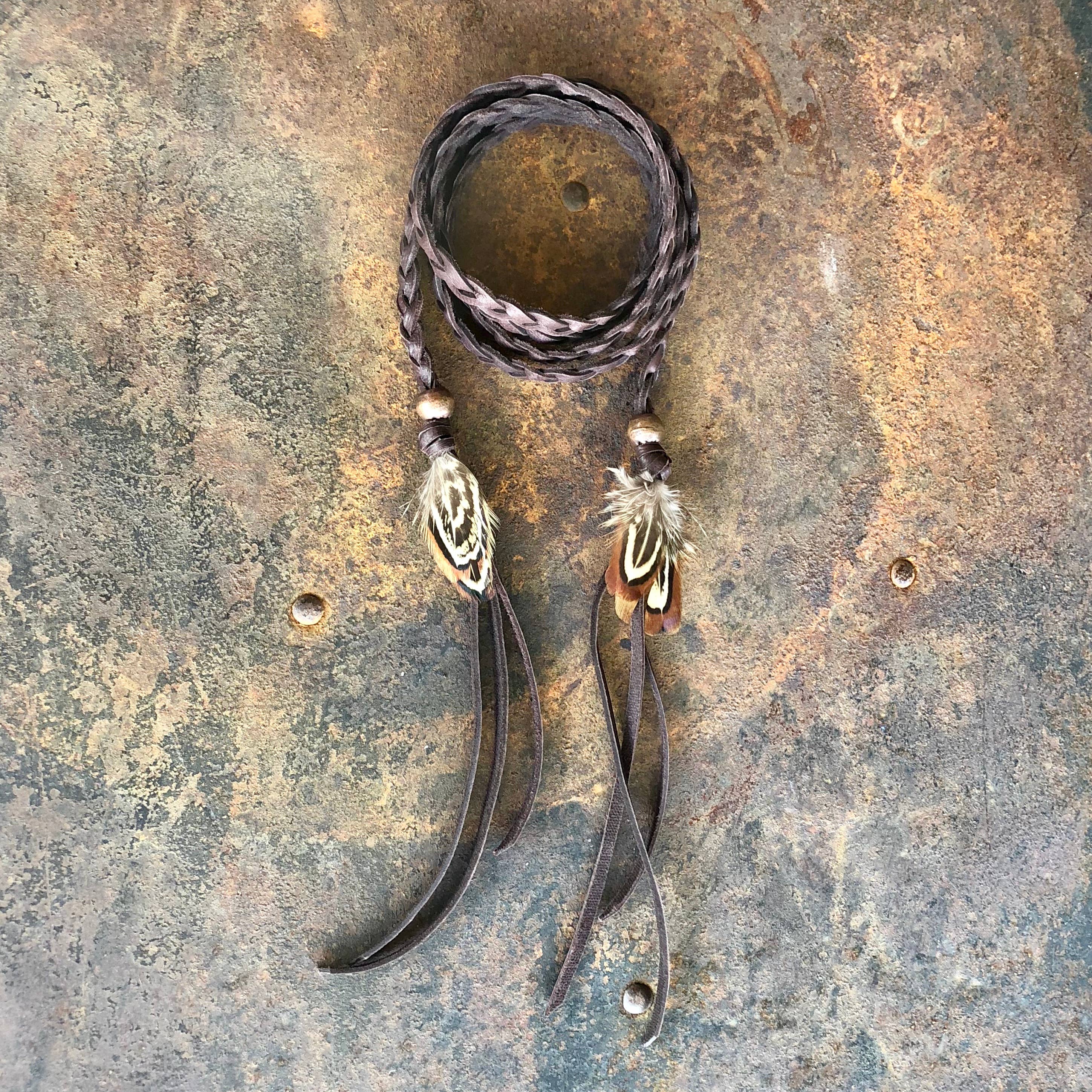 ASTALI - Wholesale Hat Accessory - Women's - Leather Wrap Accessory - Chocolate Brown, Lariat/Hatband5