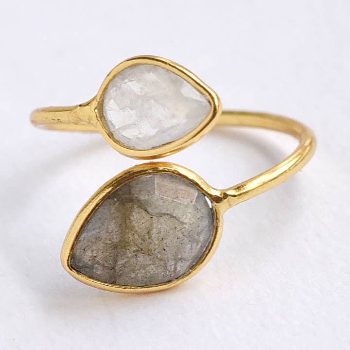 FELIX Z DESIGNS - Wholesale Cocktail/Statement Ring - Double Gemstone Ring, Adjustable size.0