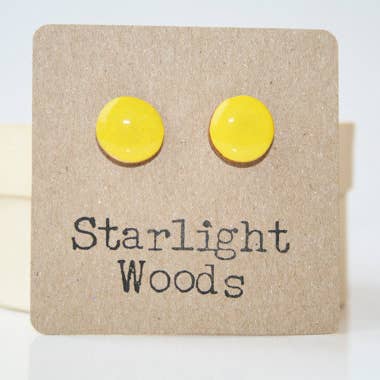 Stud Yellow Wood Earrings for wholesale by Starlight Woods