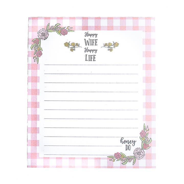 Happy Wife Happy Life Note Pad for wholesale by Love & Fig