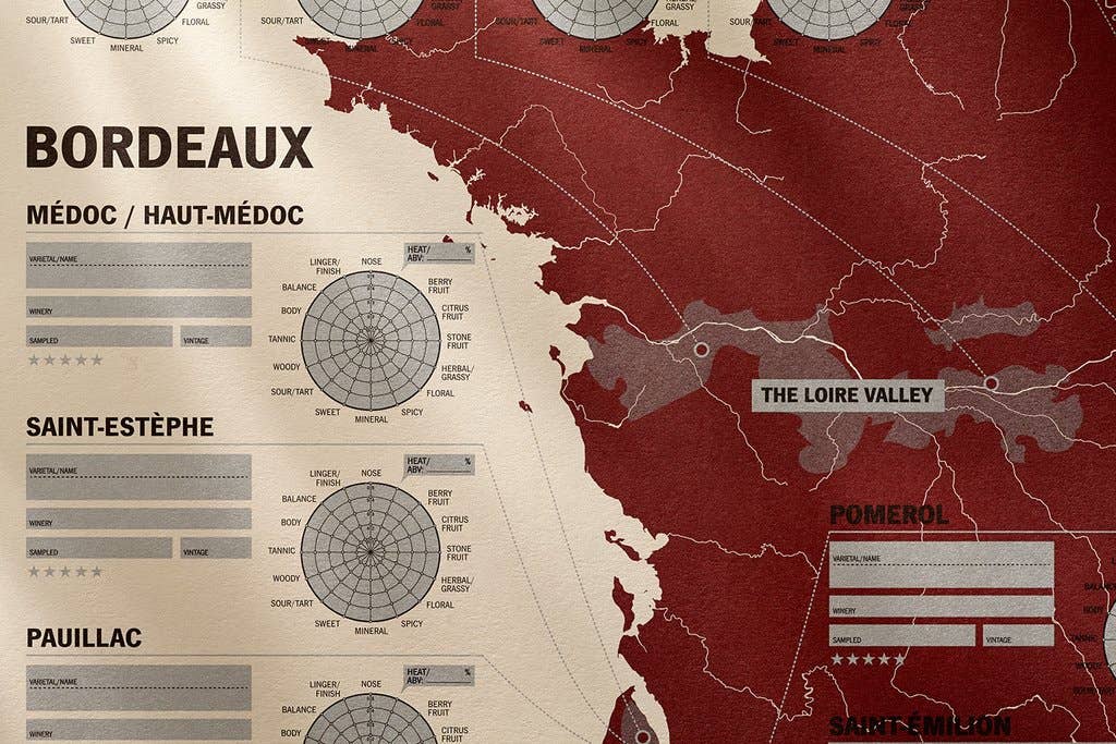 33 Books Co. - Wholesale Map - Great Wines Of France | Wine Map | Valentines Gifts1