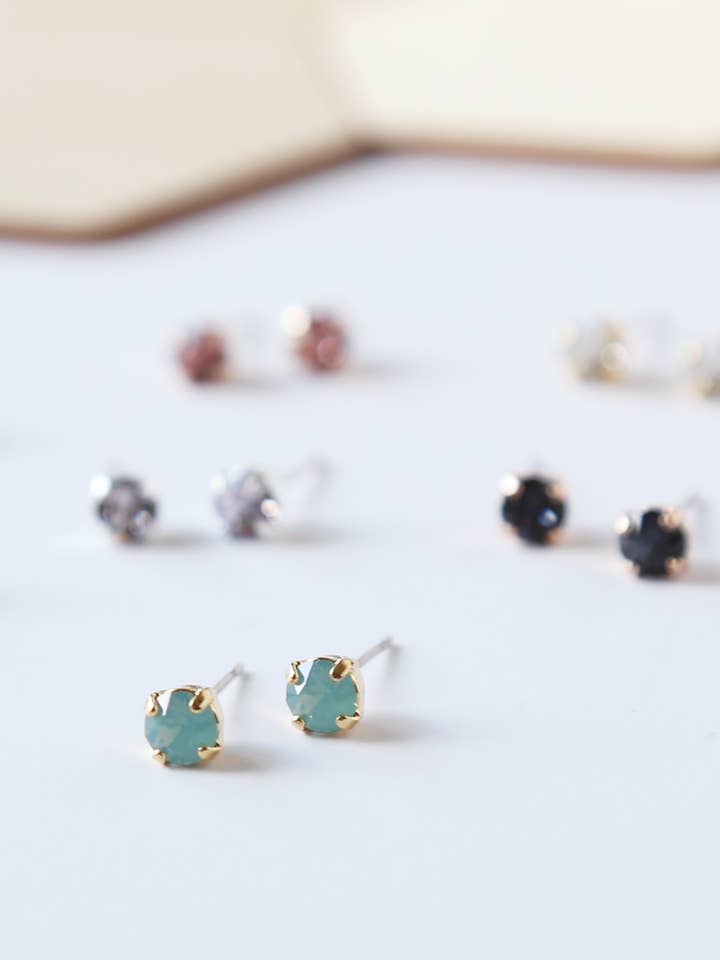 Sterling Silver Tiny Square Swarovski Crystal Studs for wholesale by Acute Designs