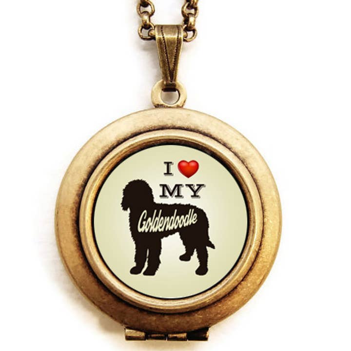 Goldendoodle Dog Breed Locket Necklace for wholesale by Dearest Mine