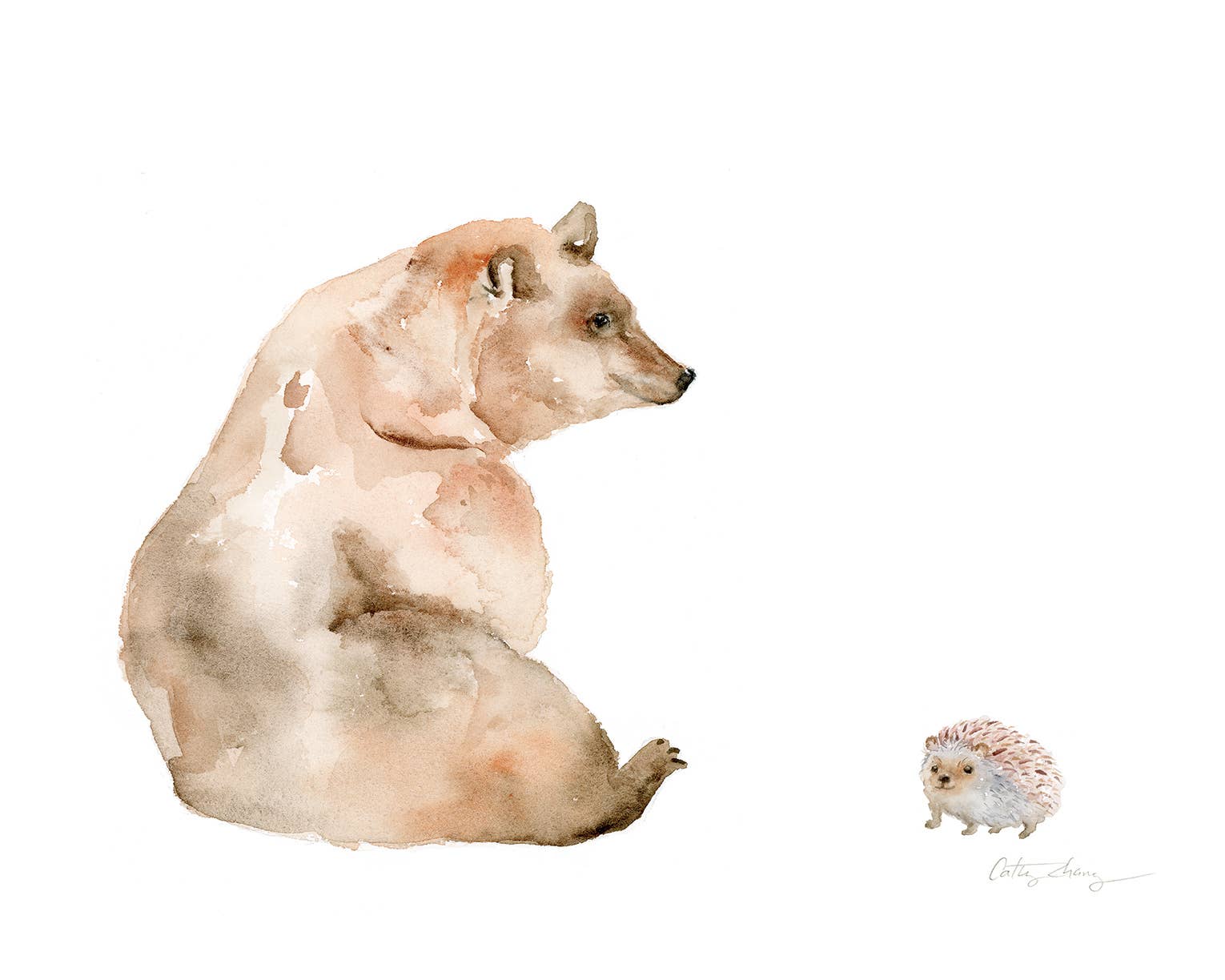 Easy Sunday Club - Vente Affiche d'art - Impression d'art ours brun et hérisson0