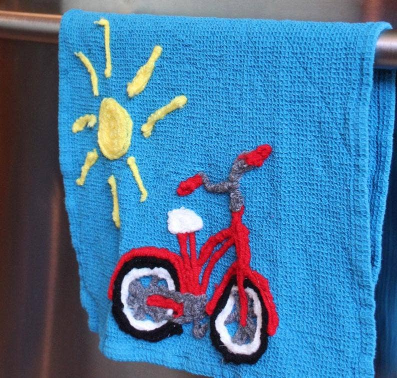 Miss Mavis Fun House - Wholesale Tea Towel - Red bicycle kitchen towel for cyclist  kitchen towel1