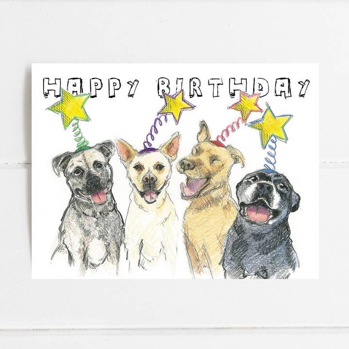 Hälsningskort för hund | Pit Bull födelsedagskort | Pittie Stars för wholesale av Fable & Sage