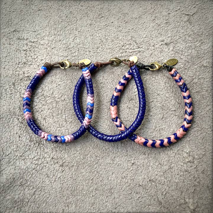 ASTALI - Vendita all'ingrosso Bracciale con perline - Braccialetto in vetro Snake - Blu indaco, bracciale con perline Chevron