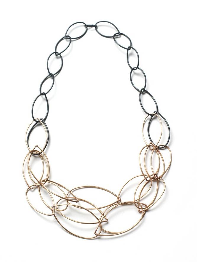 Emma Necklace in steel and bronze for wholesale by Megan Auman